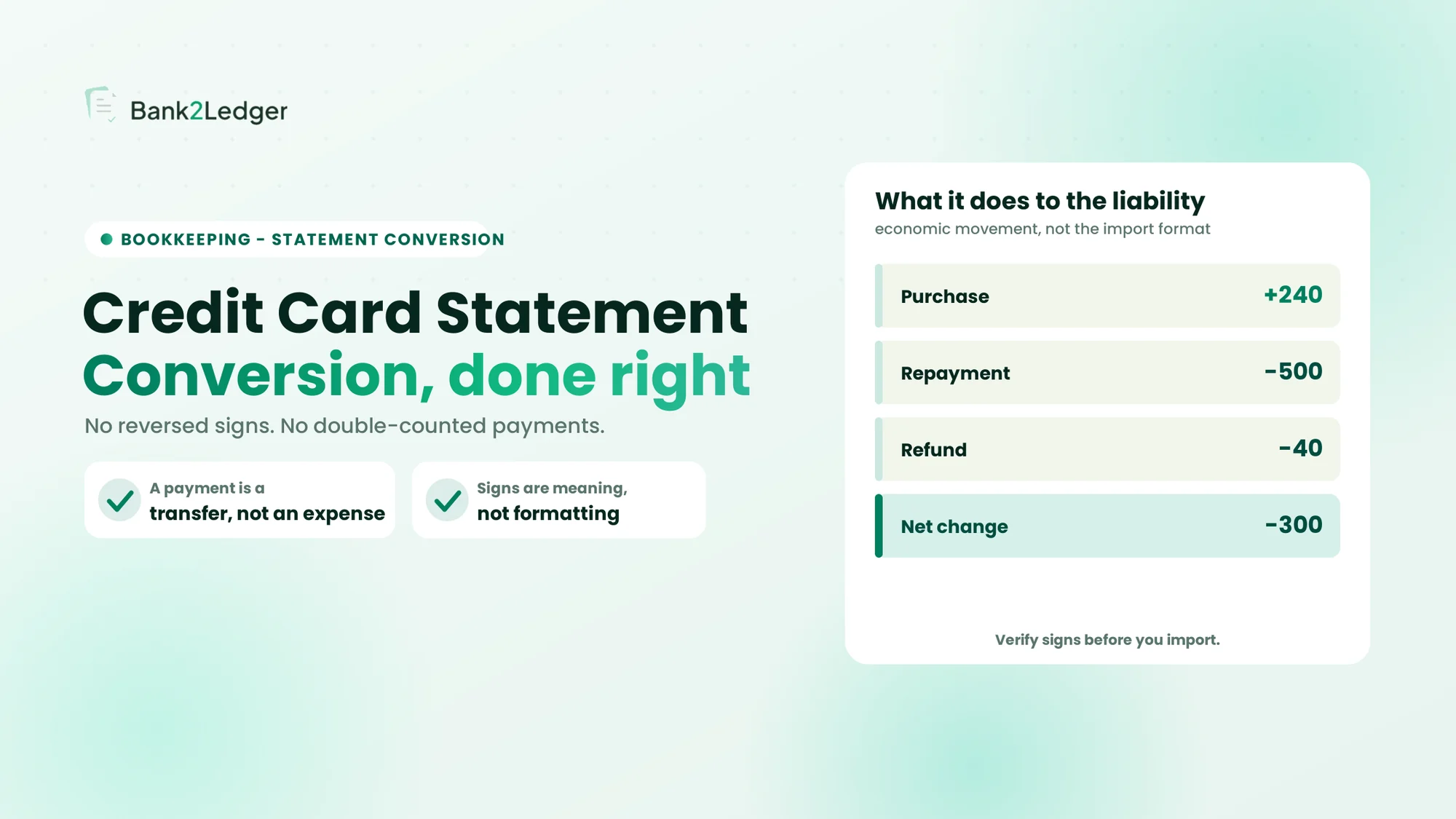 Credit Card Statement Conversion: How to Avoid Reversed Signs and Double-Counted Payments